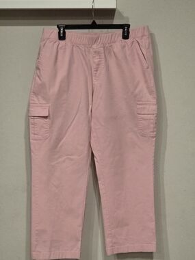 Women's Pink Cargo Joggers with Elastic Waist